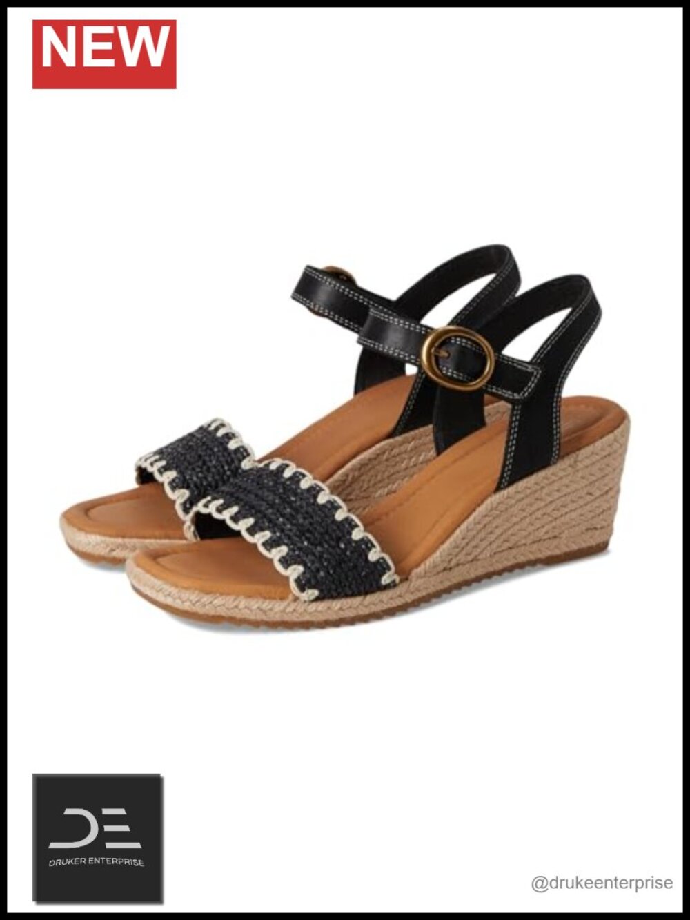 Espadrille-Inspired Leather Platform Wedge Sandals Woven Whipstitch